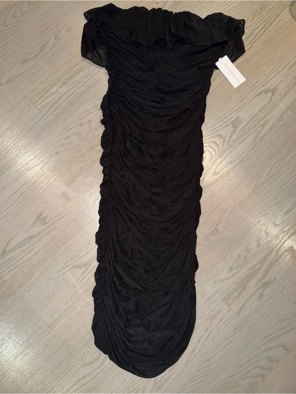 Torn by Ronny Kobo Black Strapless Ruched Gown